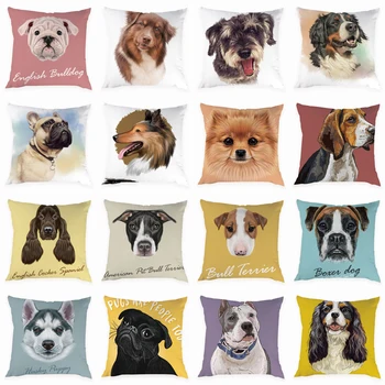 

Cute Animal Pattern Cushion Cover Decoration Car Pillowcase All Kinds of Dogs Pattern Peach Skin House Home Decoration 45x45cm