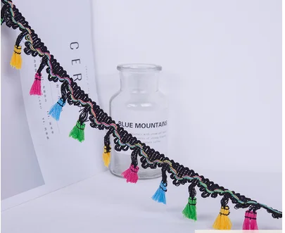 10mm tassel hem 1-3 m142cmцифровая печать на заказ размер форма по индивидуальному заказу кромки кисточкой Кружева Желтый льняной скатерти юбка diy аксессуары 2151 - Цвет: 10mm tassel hem