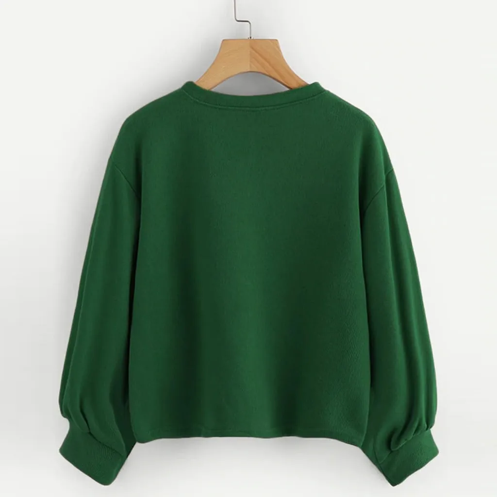 JAYCOSIN Fashion Women Casual Simple Solid Color O-Neck Sweatshirt Long Sleeve Comfortable Soft Blouse Loose Sweatershirt Tops