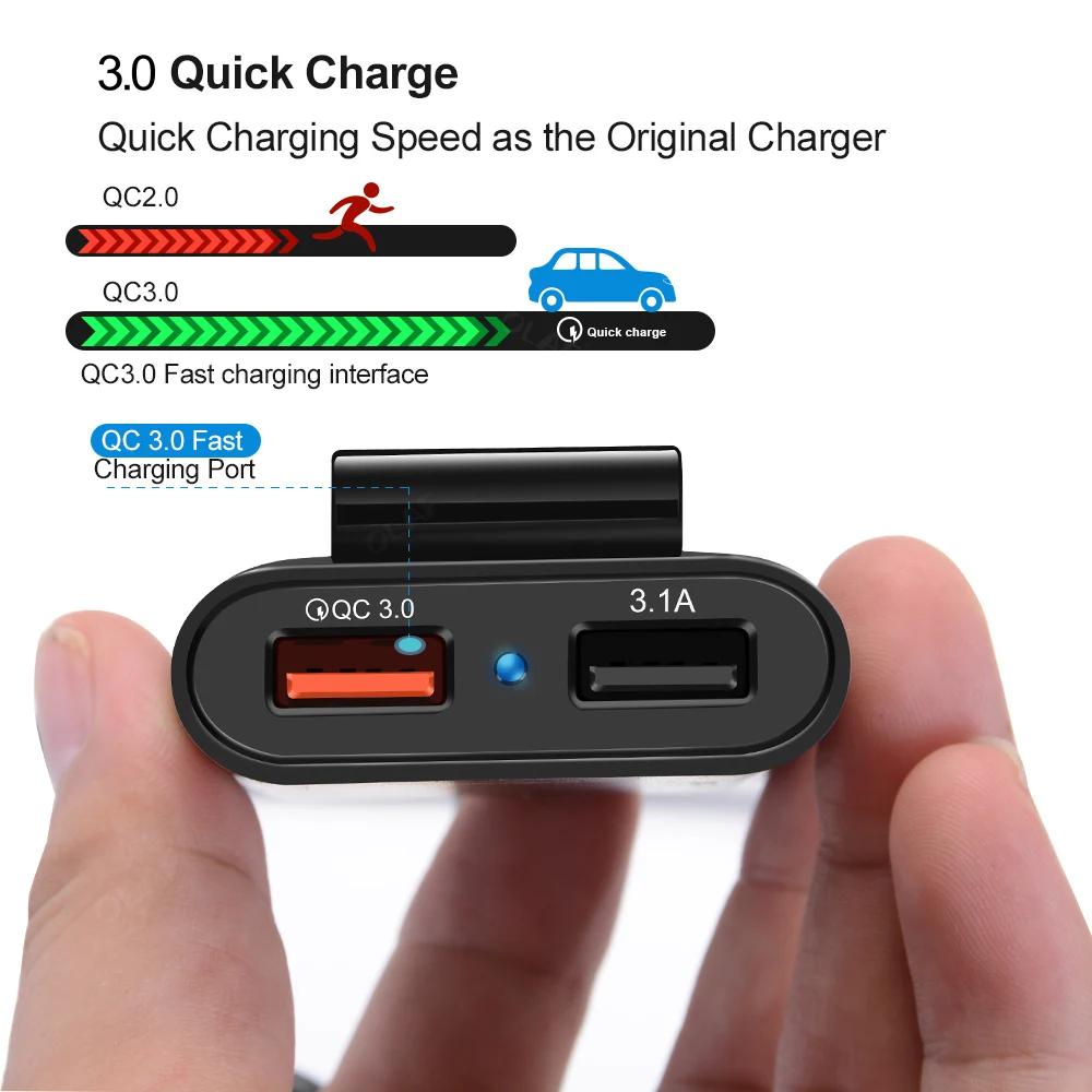 60 Вт 8А переднее/заднее сиденье 4 порта USB быстрая зарядка 3,0 Автомобильное зарядное устройство для iPhone huawei быстрое зарядное устройство для телефона Xiaomi samsung Зарядка