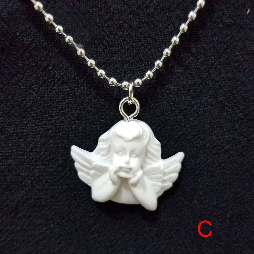 C -Necklace Милые серьги-подвески в виде ангела Купидона, круглые золотые металлические панк-цепочки, ювелирные изделия для крутых женщин, подарки для девушек - Окраска металла: C -Necklace