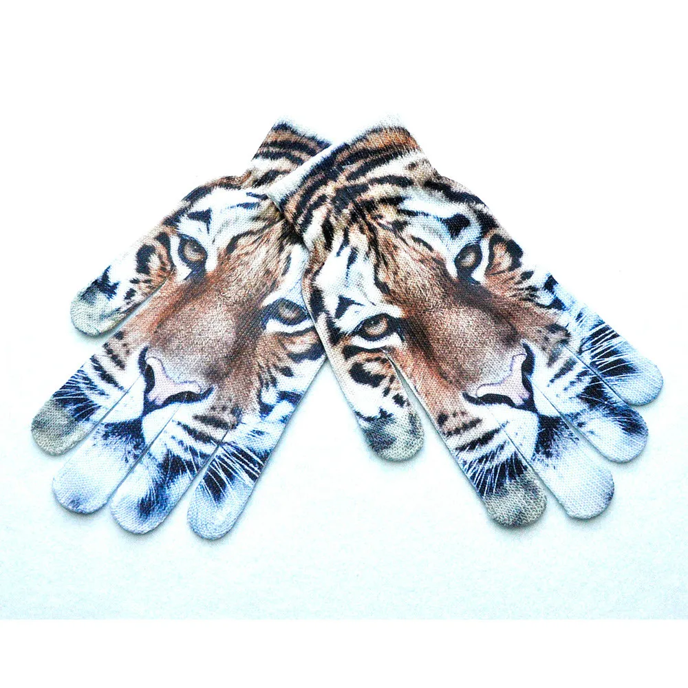 3D Cat Print Knitted Men Women Gloves Winter Warm Phone Screen Kitty Harajuku Ladies Mittens варежки женские зимние guantes cat gloves