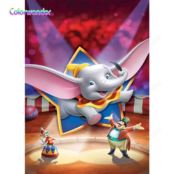 

Dumbo Mouse Circus Spotlight Baby Shower Backdrop Children Birthday Party Decor Background Banner Vinyl Studio Props Photo Booth