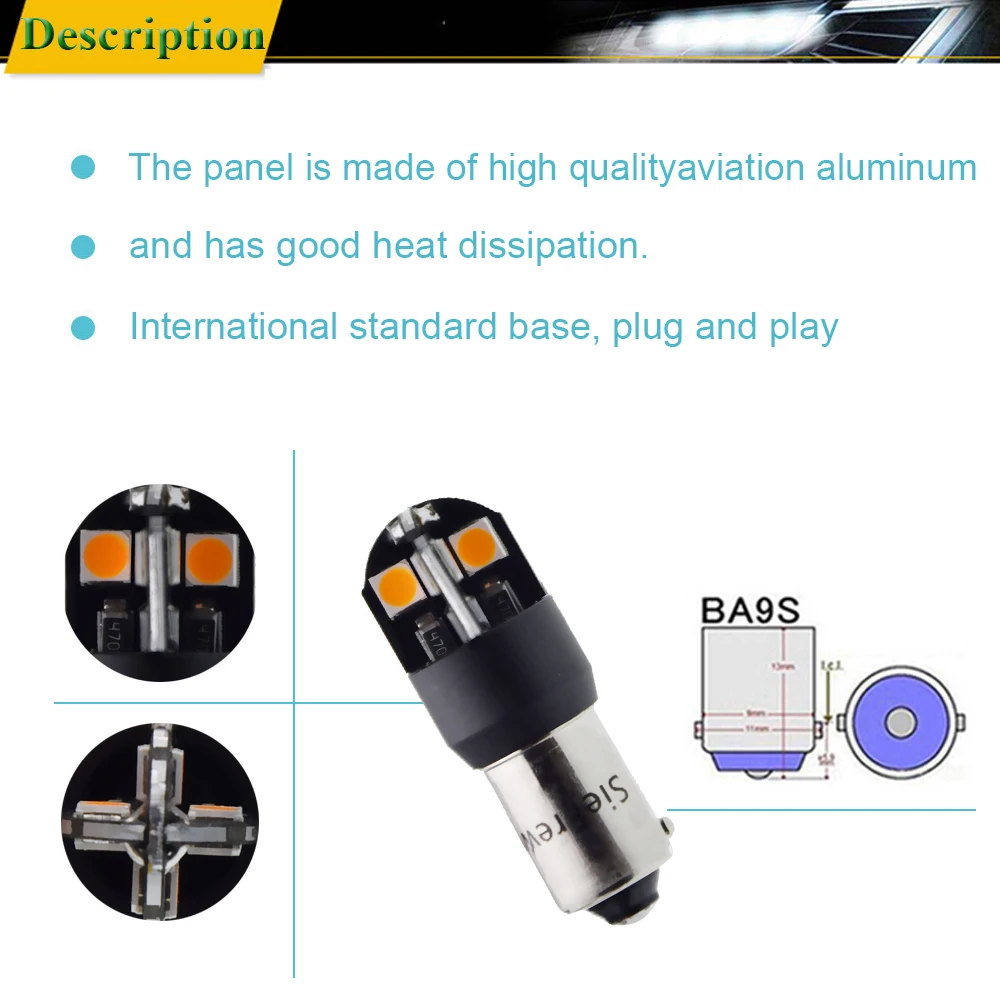 HSUN H21W BAY9S LED Bulbs,High Power XB-D Chipsets 4800LM Extremely Bright  Bulbs with Canbus Error Free for Indicator, Backup Light and More,2