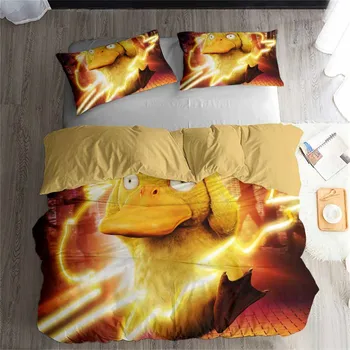 

HELENGILI 3D Bedding Set Pokemon Pikachu Print Duvet Cover Set Bedcloth with Pillowcase Bed Set Home Textiles #GN-11
