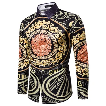 

Floral Shirt Men 2019 Luxury Brand Mens Casual Button Down Dress Shirts Disco Show Party Wedding Tuxedo Shirt Male Camisa Hombre