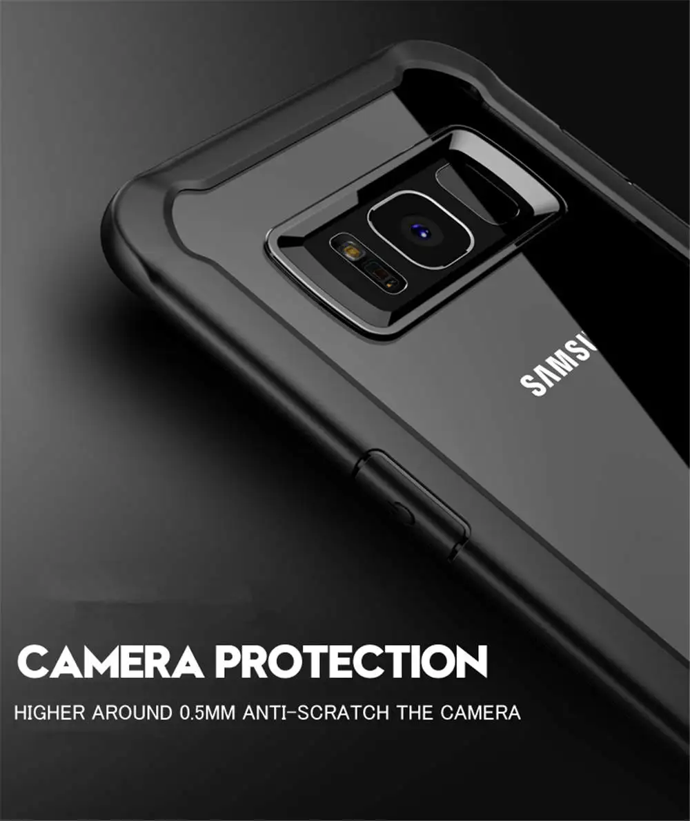Мягкий силикон+ Твердый акриловый чехол для samsung Galaxy S8 S9 S10 прозрачный чехол