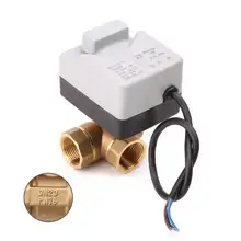Válvula de esfera elétrica motorizada, ac220v, de 3 vias, três fios, dois controles para ar condicionado