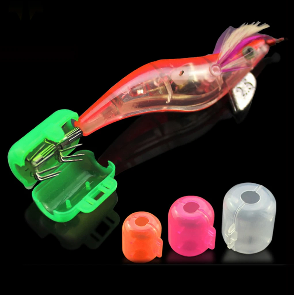 20 Pieces Fishing Hook Cover Squid Lure Hook Case Fish Jig Hook Caps Case High quality Plastic Material Color Random
