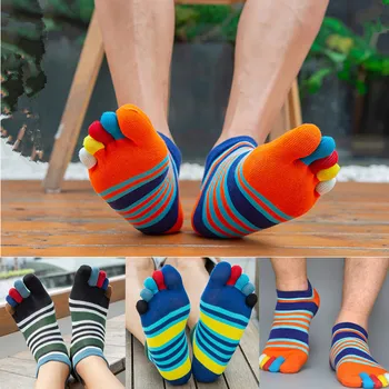 

Five Fingers Socks Men's Cotton Socks Male Stripe Toe Socks