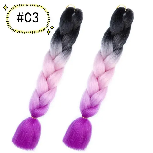Jumbo Braiding Hair Extensions Kanekalon Braiding Hair 24 Inch Ombre Multiple Tone Colored Synthetic Hair for Women C3