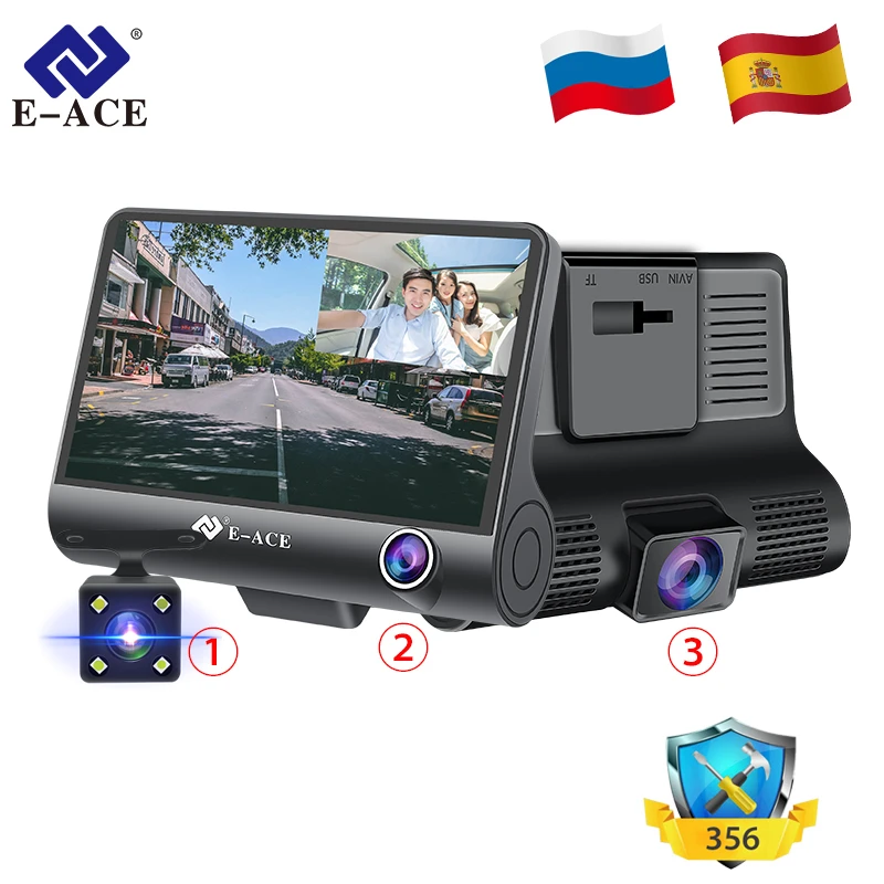 Автомобильный видеорегистратор B28 4 дюйма 3 объектива FHD 1080P с поддержкой камеры