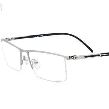 

Screwless half frame square men's business glasses frame ultra light alloy metal optical anti-blue glasses frame P9857