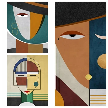 

Abstract Splice Face Canvas Painting Posters and Print Modern Geometric Wall Art Pictures For Living Room Bedroom Aisle Decor