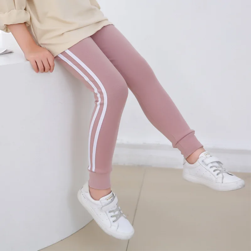 

2020 Fall/winter Girl Pants Pure Color Side Stripe Sports Leggings for Kid Girls Sweatpants Kids Leggings Sport Trousers Outwear