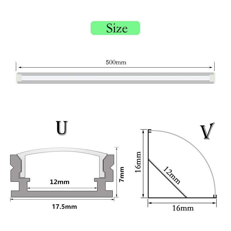 2835 Super Bright DC 12V 72 LED 50cm perfil aluminio Profile Holder For LED Strip Light Bar Cabinet Lamp Kitchen Closet