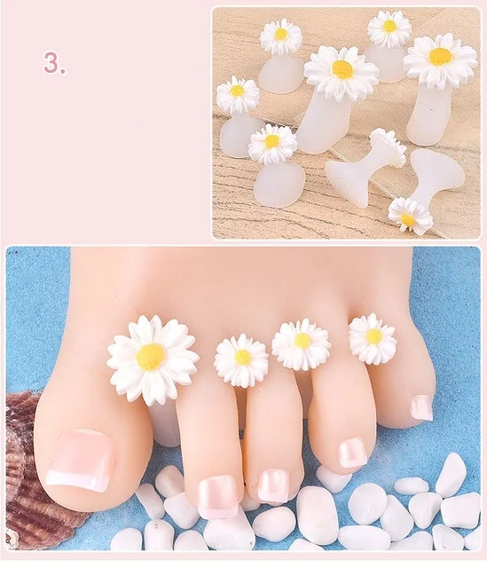 

8 pcs cute Toe Separators Silicone Form Toe Spacers Manicure Material Nail Art Tools Support Foot Separator Flower Pedicure