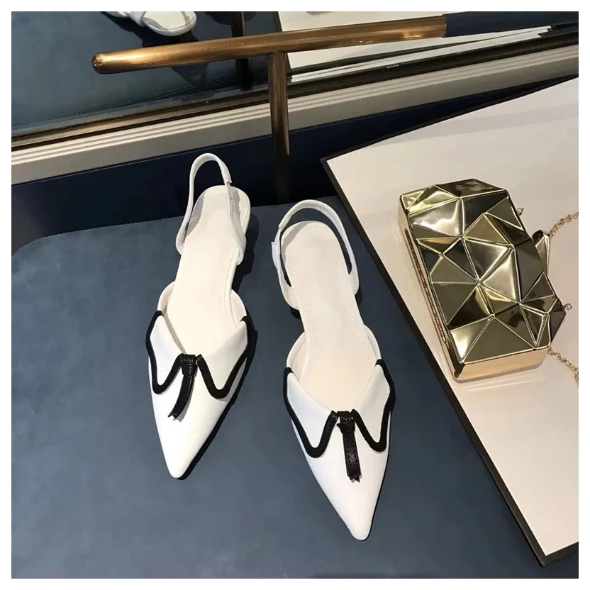 Новая Осенняя обувь на низком каблуке г. Женские босоножки с ремешком на пятке Повседневная Свадебная обувь элегантные женские туфли-лодочки zapatos mujer - Цвет: White