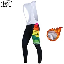 KIDITOKT велошорты длинные штаны Зимние теплые термо флисовые велосипедные штаны 3D Подкладка Подушка велосипед Биб колготки Ropa Ciclismo