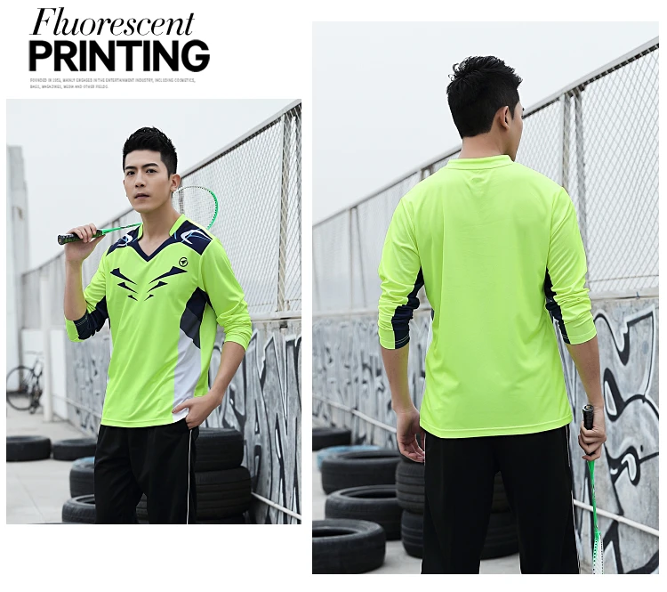 Рубашка для бадминтона с длинным рукавом, Спортивная рубашка для тенниса, Женская/Мужская Спортивная одежда для настольного тенниса, дышащие рубашки для тренировок и бега
