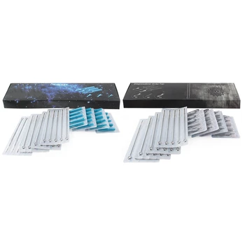 

40Pcs Stainless Steel Tattoo Needles Set with 20Pcs Disposable Tattoo Tips Tubes Set Blue & Gray