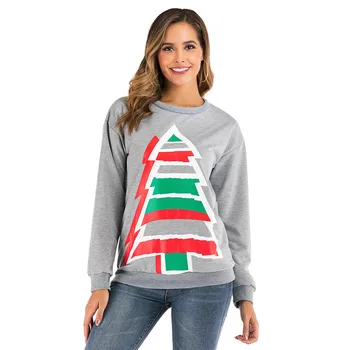 

European And American Women's Christmas Tree Print Round Neck Sweatershirt Dropshipping Winter 2020 fashion Selling Work