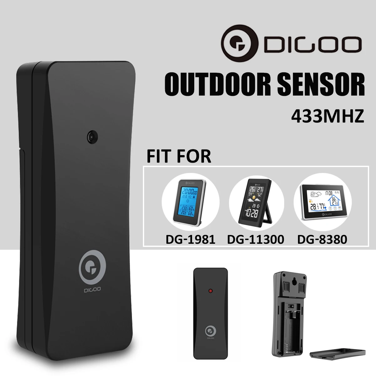 

Digoo DG-R8H R8H 433MHz Wireless Digital Hygrometer Thermometer Weather Station Outdoor Sensor for TH11300 TH8380 TH1981
