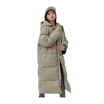 

Women X-Long Winter Jacket Student Hooded Windproof Down Jacket Oversize Cotton padded Parkas Outwear Coat