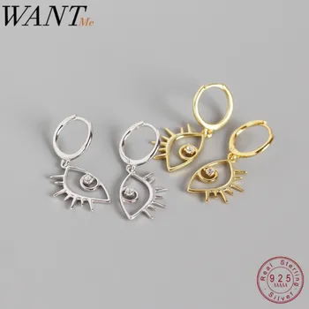 

WANTME Bohemian Personality Eye Exaggerated Studs Earrings Genuine 100% 925 Sterling Silver Fashion Punk Accessories Jewelry