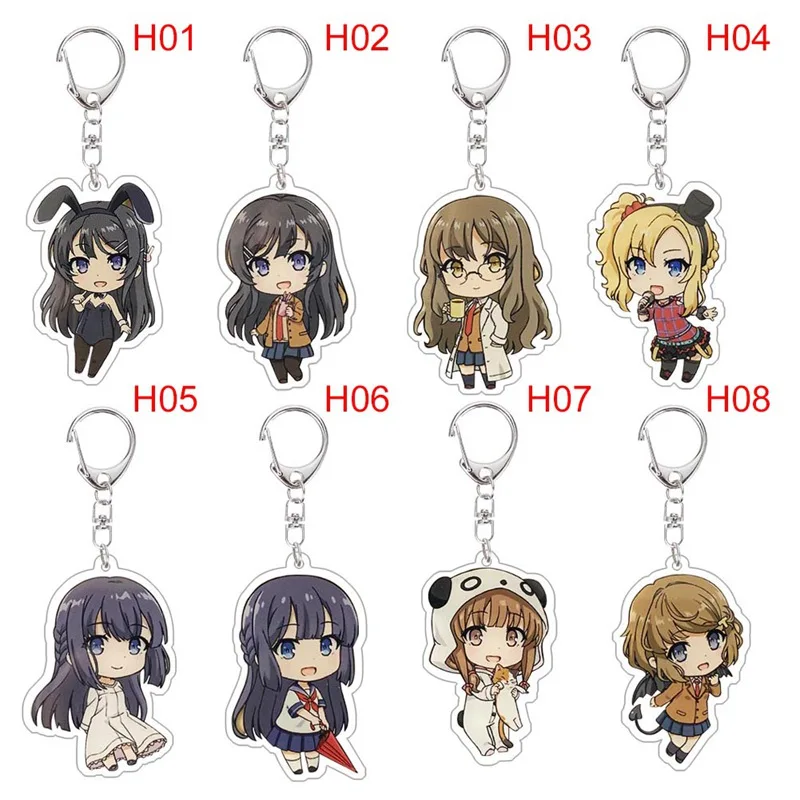 Брелок для ключей Seishun Buta Yarou Wa Bunny Girl Senpai No Yume милый двухсторонний брелок с