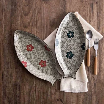 

1PC Kitchen Tableware Ceramic Fish Shaped Fish Salad Dining Serving Dish Plate Tray Kitchen Fish Platter