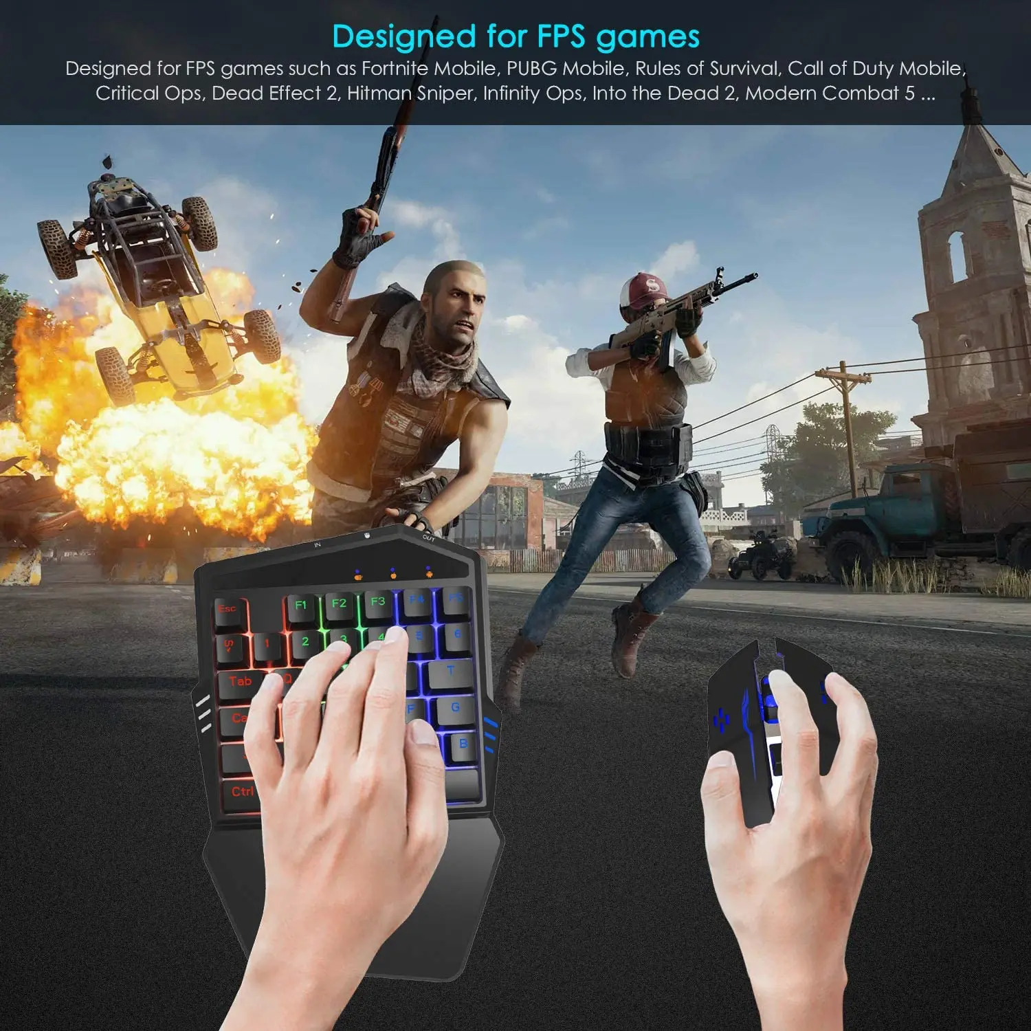 Contr/ôleur de jeu mobile pour PUBG//Fornite//Couteaux Out//R/ègles de survie Bouton de d/éclenchement de manette de jeu Bouton L1R1 L2 R2 pour iPhone Android iPad Mini 5 Manette de jeu pour