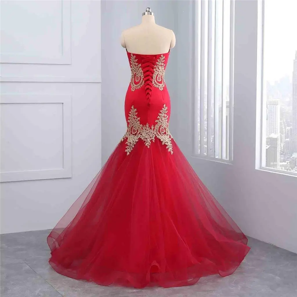 BacklakeGirls органза возлюбленная Русалка украшенное аппликацией вечернее платье однотонное красивое официальное женское вечернее платье