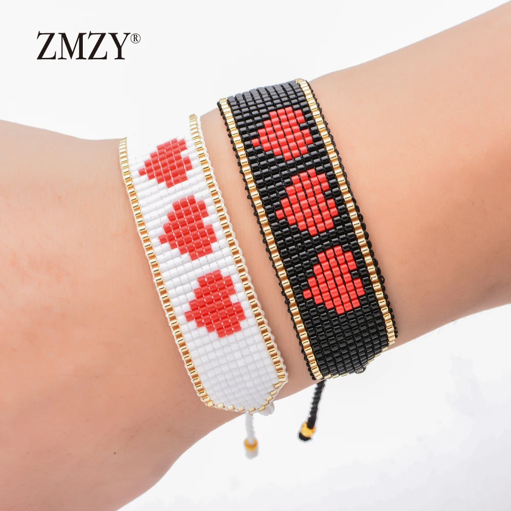 

ZMZY Friends Bracelet Miyuki Cuff Heart Bracelets for Women Delica Seed Beads Bracelet Handmade Loom Woven Tassel Jewelry Gifts