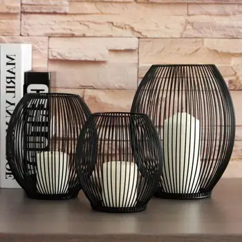 

Black Durable Sturdy Hollow Candle Holder Iron Candle Holder Candle Holder Decoration Wedding Christmas Dining Table Activity