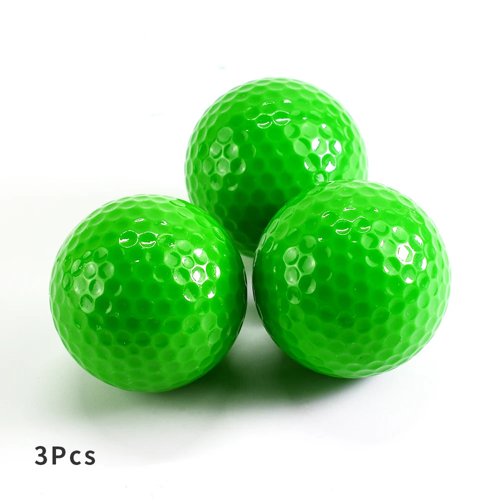 Green 3Pcs Мяч для гольфа тренировочный пластиковый спортивный для дома и улицы устойчивый тренировочный красный желтый синий зеленый мяч для гольфа Аксессуары для гольфа - Цвет: Green 3Pcs
