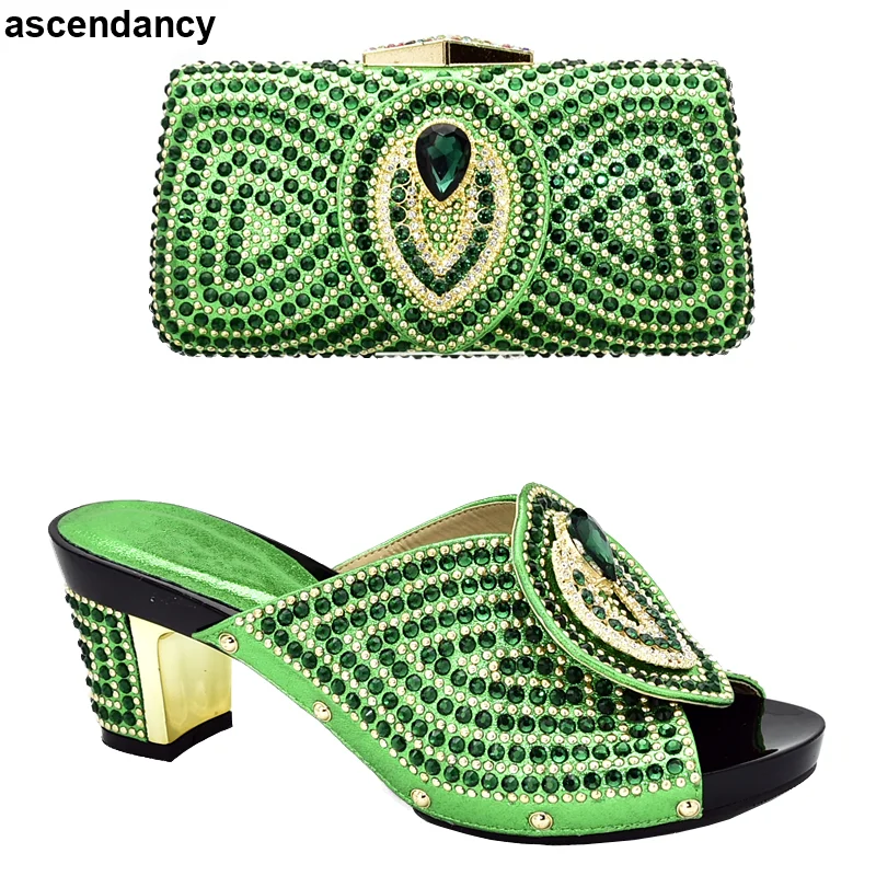 

Latest Ladies Italian Shoes and Bag Set Decorated with Rhinestone Matching Shoes and Bag Set In Heels Bag and Shoes Set Italy