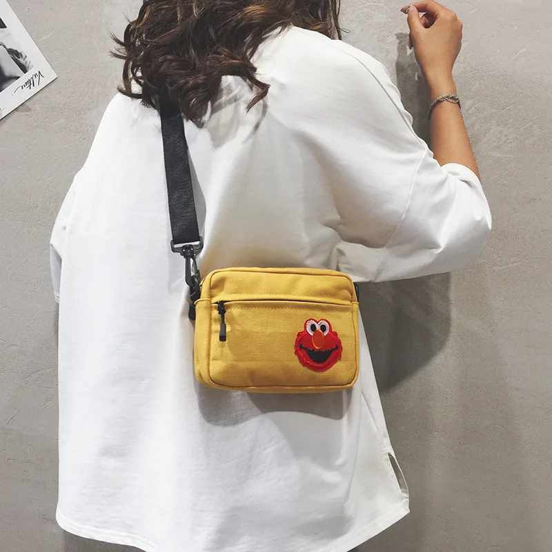 

INS Mini Messenger Bag Korean-style Versatile WOMEN'S Shoulder Bag Cartoon Japanese-style Harajuku-Style Women's Purse Canvas Ba