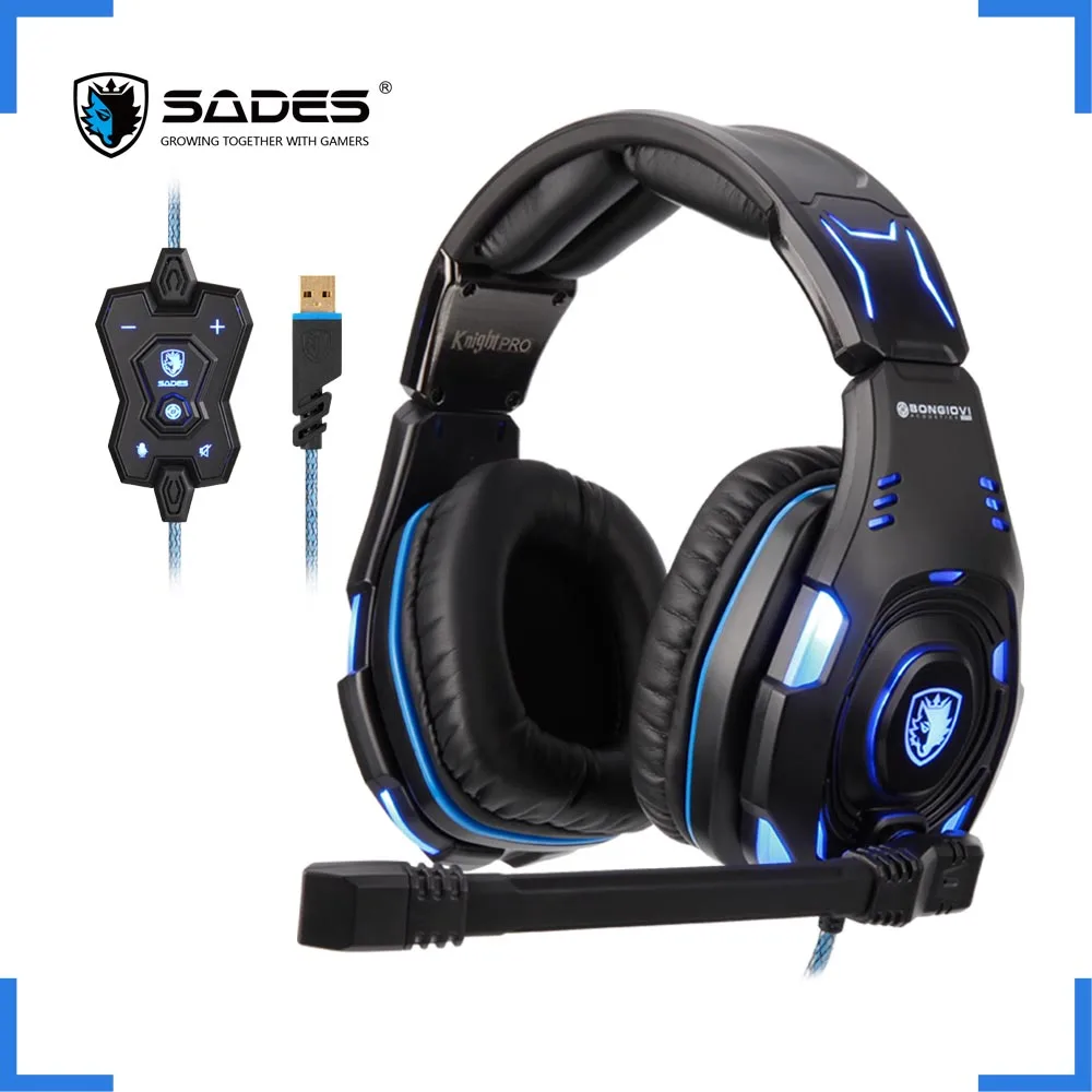 Профессиональная гарнитура SADES Knight Pro для геймеров наушники с дистанционным