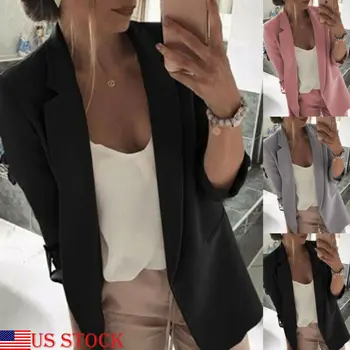 

Women Ladies Spring Autumn Casual Long Sleeve Slim Blazer Suit Coat Work Jacket Formal Suit Plus Size