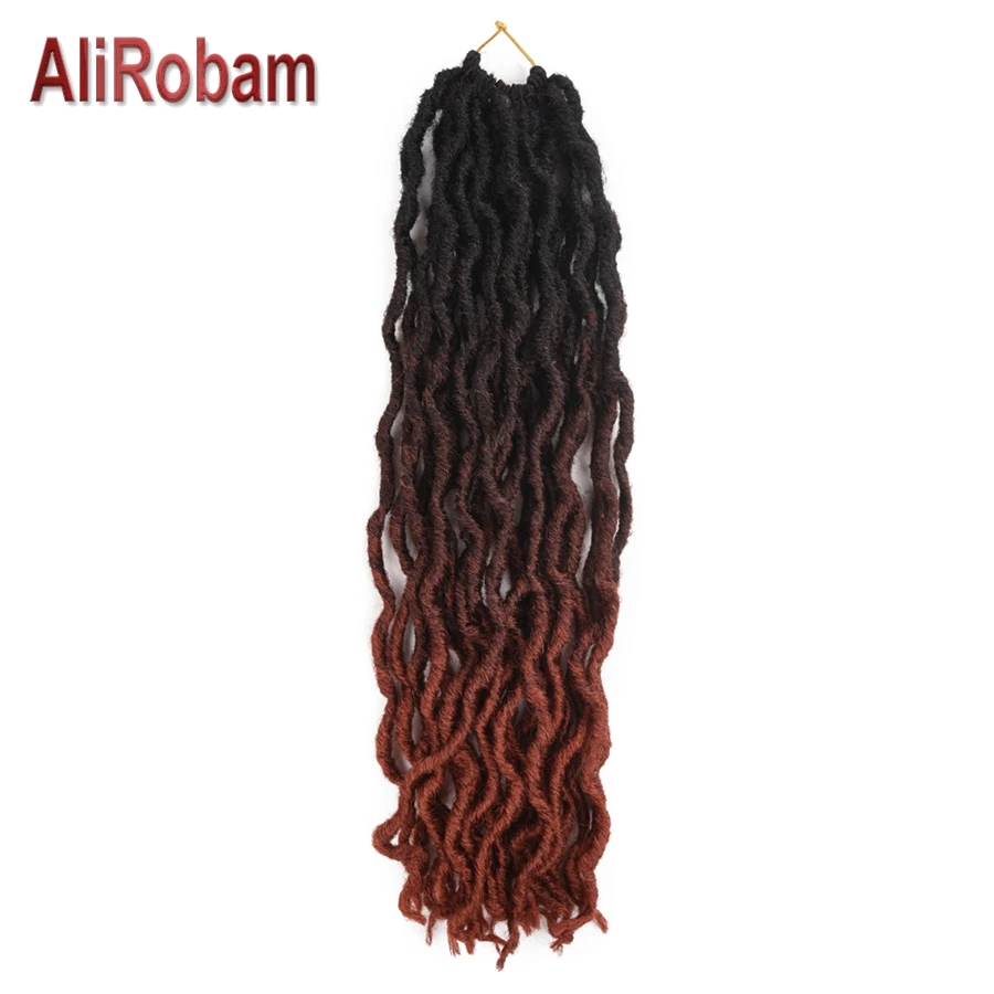 AliRobam без богини Faux Locs кроше волос черный коричневый бордовый Омбре плетение для