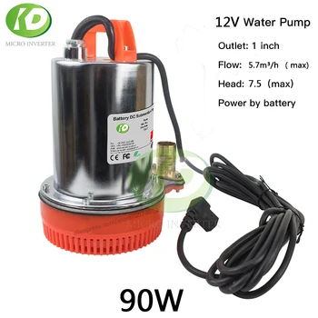 

90W 12V 24V 48V Battery DC Subersible Water Pump Mini Brush Motor Portable Home Small Pump 7.5M Head 5.7 M/H for Agriculture