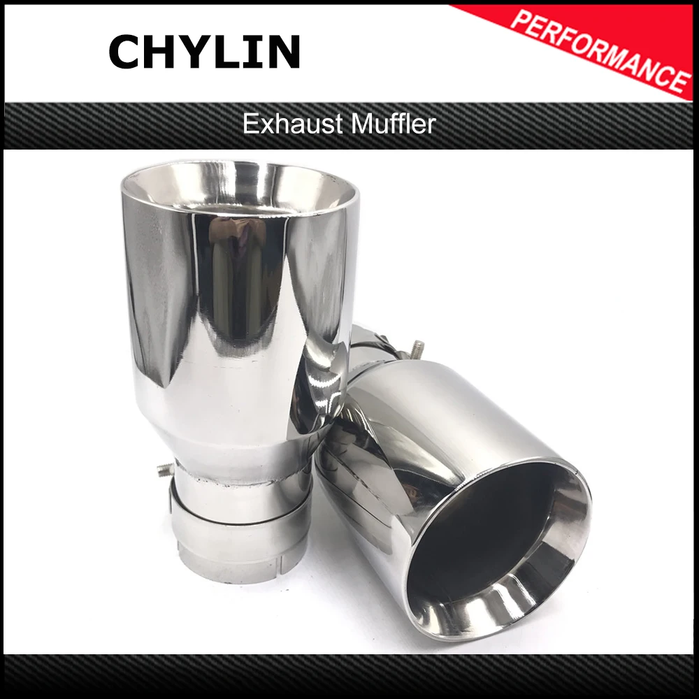 63mm-102mm Chrome Stainless Steel Car Rear Round Exhaust Pipe Tail Muffler Tip 1Pcs