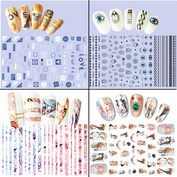 

Line Eye 3D Stickers For Nails Lovely Girl Foil Nail Sticker Adhesive Letter Art Slider Wraps Manicure Accessories