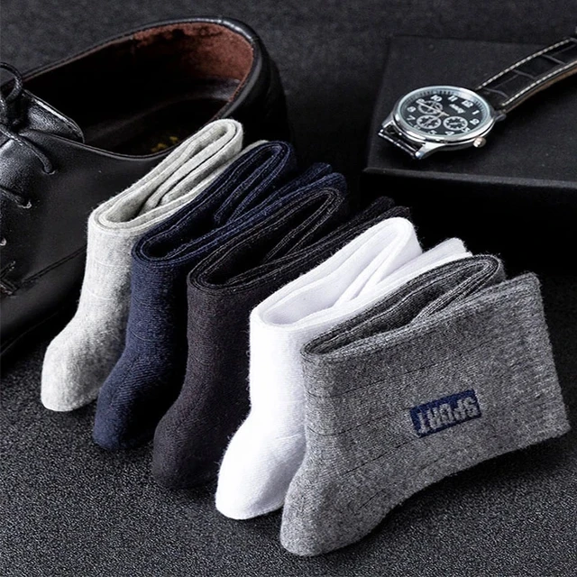 20Pcs=10Pairs High Quality Men Socks Cotton Breathable Sweat-Absorbent Middle Tuble Black Socks Deodorant Business Men Gift Sock 4