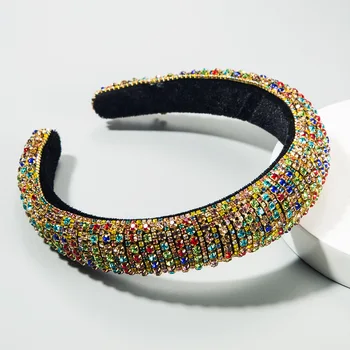 

2020 New Color Rhinestone Headbands Sponge Width HairBands for Women Fashion Shiny Headdress Girl Hair Accessories