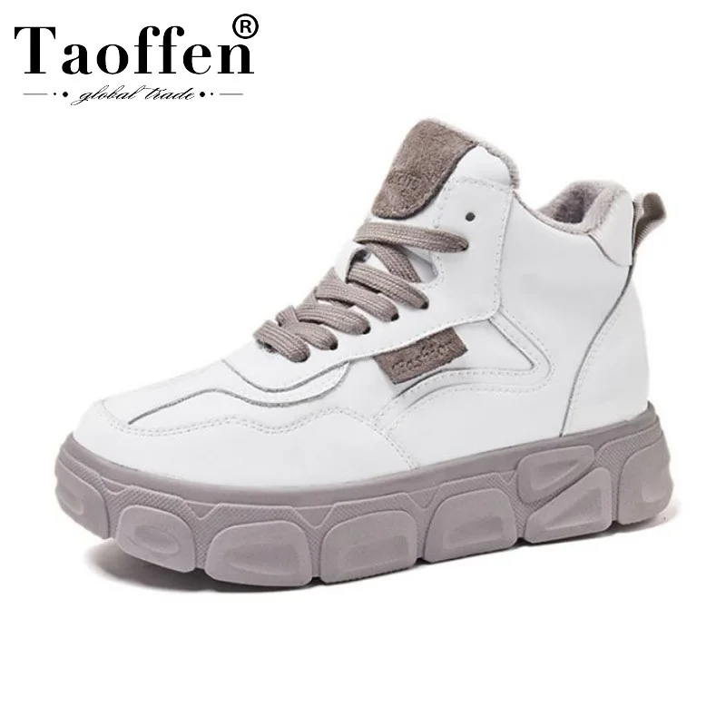 Taoffen/2020 г. Новые Модные ботильоны из натуральной кожи теплые зимние ботинки на
