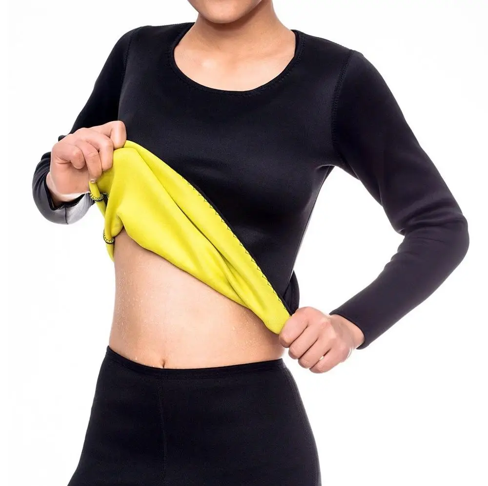 CXZD размера плюс S-3XL для женщин неопрен Корректирующее белье талии Traine с длинным рукавом Топ Пот Сауна для похудения тела Формирователь талии CincherCorset - Цвет: Sweat TOP