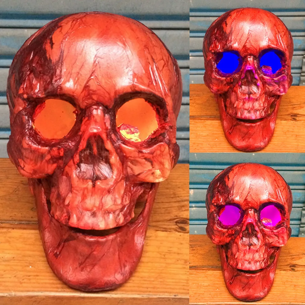 

Party Statues Portable Bone Model Skull Head Craft Simulation Funny Scared Non-toxic Luminous Decoration Plastic Halloween Prop