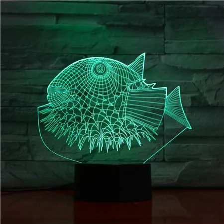 3d-ночники в виде рыбок-мешков светодиодная лампа с USB 7 цветов меняющая цвет
